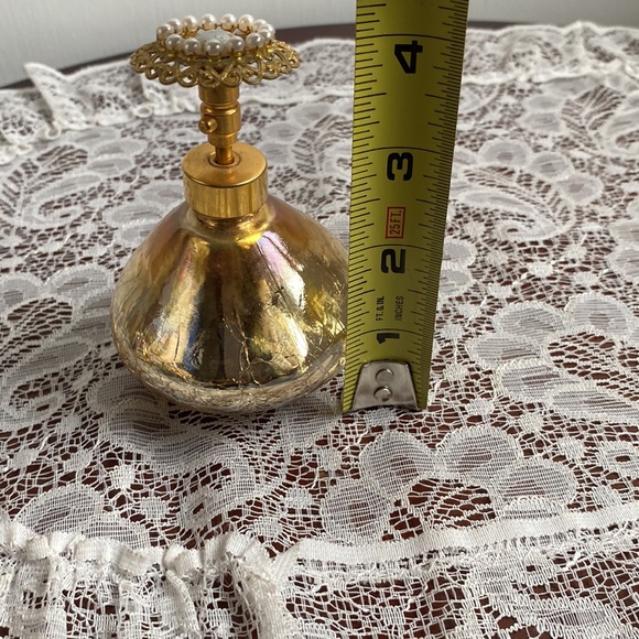 HolmSpray Perfume Diffuser Atomizer Gold Crackle Leaf with Pearl accents Patina - Picture 7 of 7